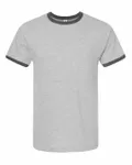 Unisex Fine Jersey Ringer T-Shirt Heather Grey/ Heather Charcoal
