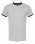 Unisex Fine Jersey Ringer T-Shirt Heather Grey/ Navy