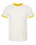 Unisex Fine Jersey Ringer T-Shirt Vintage White/ Mellow Yellow