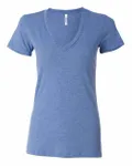 Bella + Canvas Ladies' Triblend Short-Sleeve Deep V-Neck T-Shirt Blue Triblend