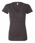 Bella + Canvas Ladies' Triblend Short-Sleeve Deep V-Neck T-Shirt Charcoal Black Triblend
