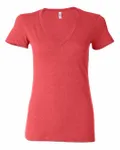 Bella + Canvas Ladies' Triblend Short-Sleeve Deep V-Neck T-Shirt Red Triblend