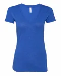 Bella + Canvas Ladies' Triblend Short-Sleeve Deep V-Neck T-Shirt True Royal Triblend