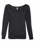 Bella + Canvas Ladies' Sponge Fleece Wide Neck Sweatshirt BLACK