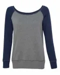Bella + Canvas Ladies' Sponge Fleece Wide Neck Sweatshirt Deep Heather/ Navy