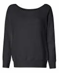 Bella + Canvas Ladies' Sponge Fleece Wide Neck Sweatshirt Solid Black Triblend