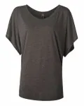 Bella + Canvas Ladies' Flowy Draped Sleeve Dolman T-Shirt Dark Grey Heather