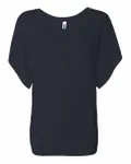 Bella + Canvas Ladies' Flowy Draped Sleeve Dolman T-Shirt Midnight
