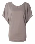 Bella + Canvas Ladies' Flowy Draped Sleeve Dolman T-Shirt Pebble Brown