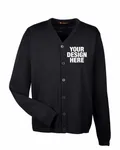 Harriton Men's Pilbloc V-Neck Button Cardigan Sweater BLACK