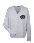 Harriton Men's Pilbloc V-Neck Button Cardigan Sweater GREY HEATHER