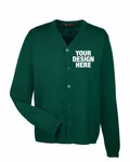 Harriton Men's Pilbloc V-Neck Button Cardigan Sweater HUNTER