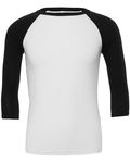 Bella + Canvas Unisex 3/4-Sleeve Baseball T-Shirt White/ Black