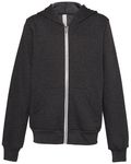 Bella + Canvas Youth Sponge Fleece Full-Zip Hooded Sweatshirt Dark Gry Heather