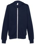 Bella + Canvas Youth Sponge Fleece Full-Zip Hooded Sweatshirt Navy
