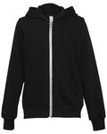 Bella + Canvas Youth Sponge Fleece Full-Zip Hooded Sweatshirt BLACK