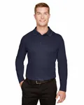 Devon & Jones CrownLux Performance Men's Tall Plaited Long Sleeve Polo Navy