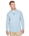 Devon & Jones CrownLux Performance Men's Clubhouse Micro-Stripe Quarter-Zip Ocean Blue