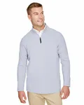 Devon & Jones CrownLux Performance Men's Clubhouse Micro-Stripe Quarter-Zip Navy