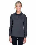 Harriton Ladies' Advantage Snag Protection Plus Long-Sleeve Tactical Polo Dark Charcoal