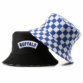 Checkered Cotton Bucket Hat - Custom Patch