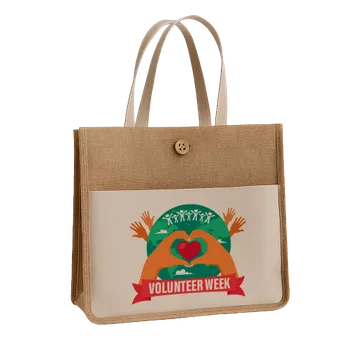 Jute Tote Bags - Custom Patch