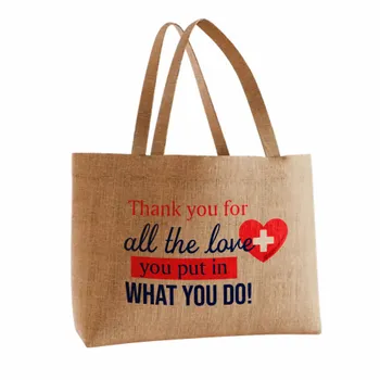 Jute Tote Bags - Custom Patch