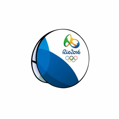 3.28ft x 3.28ft A circular logo with stylized elements, text 'Rio 2016' and the Olympic rings, represents the 2016 Rio de Janeiro Olympic Games.