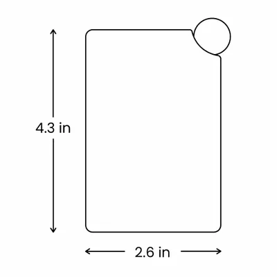 Rectangle 2.6 in. x 4.3 in.