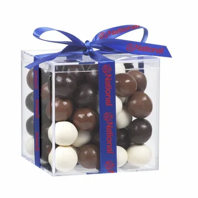 Cube Acrylic Gift Jars - Malt Balls - Custom Patch