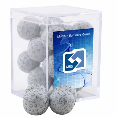 Acrylic Box with Chocolate Golf Balls - Small - Custom Patch
