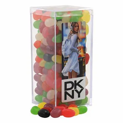 Large Rectangle Acrylic Candy Box with Assorted Jelly Beans - Custom Patch
