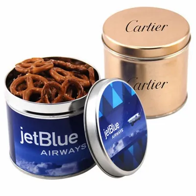 Round Tin with Mini Pretzels - Custom Patch