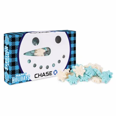 Snowman Die Cut Box with Gummy Glitter Snowflakes - Custom Patch
