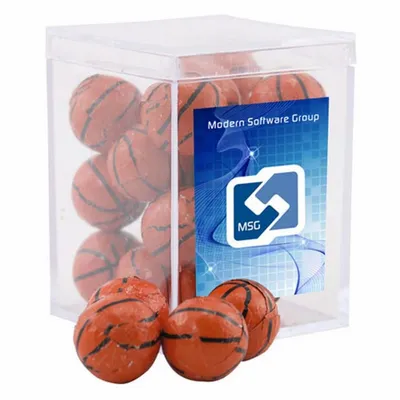 Acrylic Box with Chocolate Basketballs - Small - Custom Patch