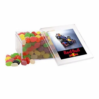 Large Square Acrylic Candy Box with Assorted Jelly Beans - Custom Patch