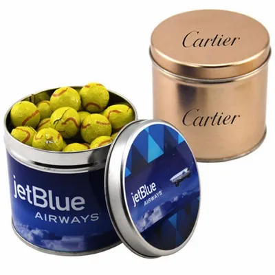 Round Tin with Chocolate Tennis Balls - SBF4100 - Custom Patch