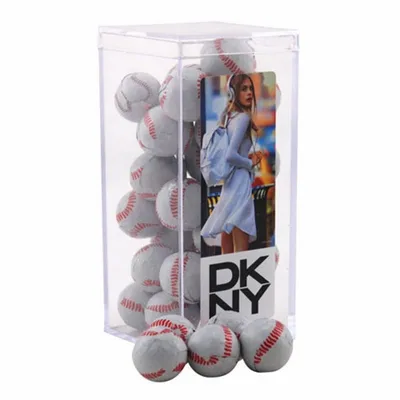 Acrylic Box with Chocolate Baseballs - Medium - Custom Patch