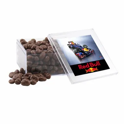 Acrylic Box with Choc Covered Raisins - Large - Custom Patch