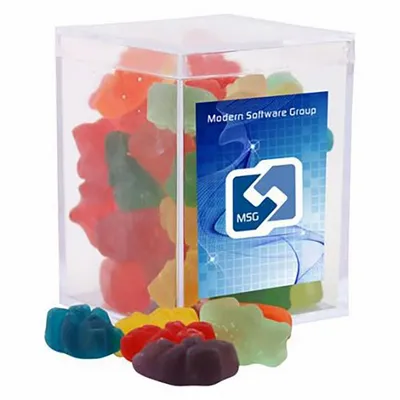 Clever Candy Small Acrylic Candy Box with Gummy Bears - Custom Patch