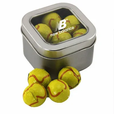 Window Tin with Chocolate Tennis Balls - SBF2500 - Custom Patch