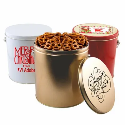 1 Gallon Gift Tin with Pretzels - Custom Patch