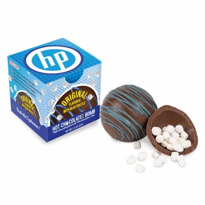 Blue Drizzle Hot Chocolate Bomb in Full Color Gift Box - Custom Patch