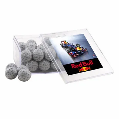 Acrylic Box with Chocolate Golf Balls - Large - Custom Patch