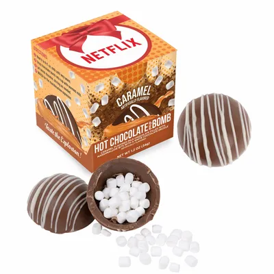 Hot Chocolate Bomb Caramel Flavor in Full Color Box - Custom Patch