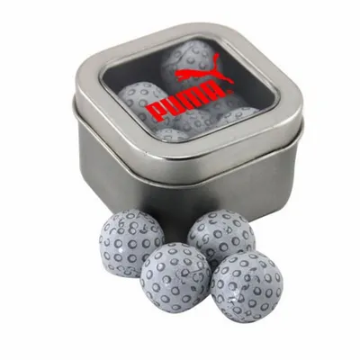 Window Tin with Chocolate Golf Balls - SBF2500 - Custom Patch