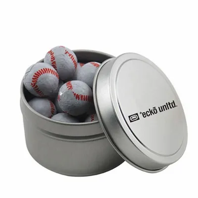 Round Tin with Chocolate Baseballs - SBF3100 - Custom Patch