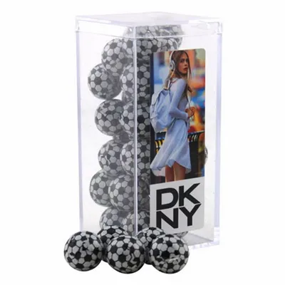 Acrylic Box with Chocolate Soccer Balls - Medium - Custom Patch