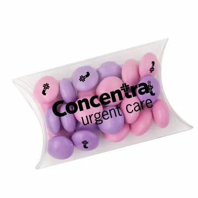 Small Pillow Box with Imprinted Chocolate Buttons - Custom Patch