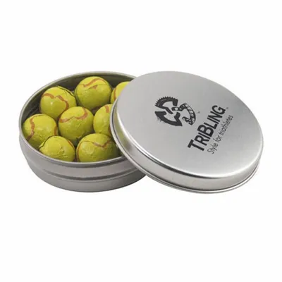 Round Tin with Chocolate Tennis Balls - SBF2900 - Custom Patch